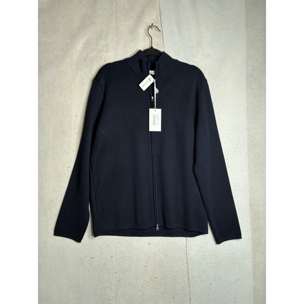 NWT Gran Sasso Mens Navy Virgin Wool Milano Stitch Full Zip Cardigan Jacket‎ 52